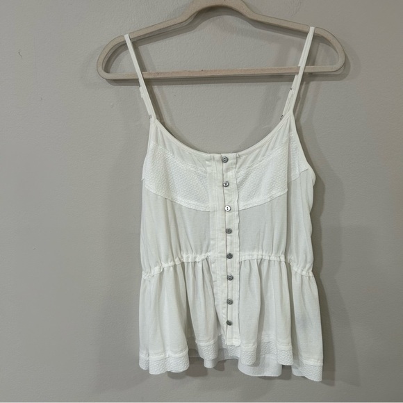 POL White Buttoned Peplum Babydoll Camisole Tank Top Women’s Size Medium - Picture 2 of 6